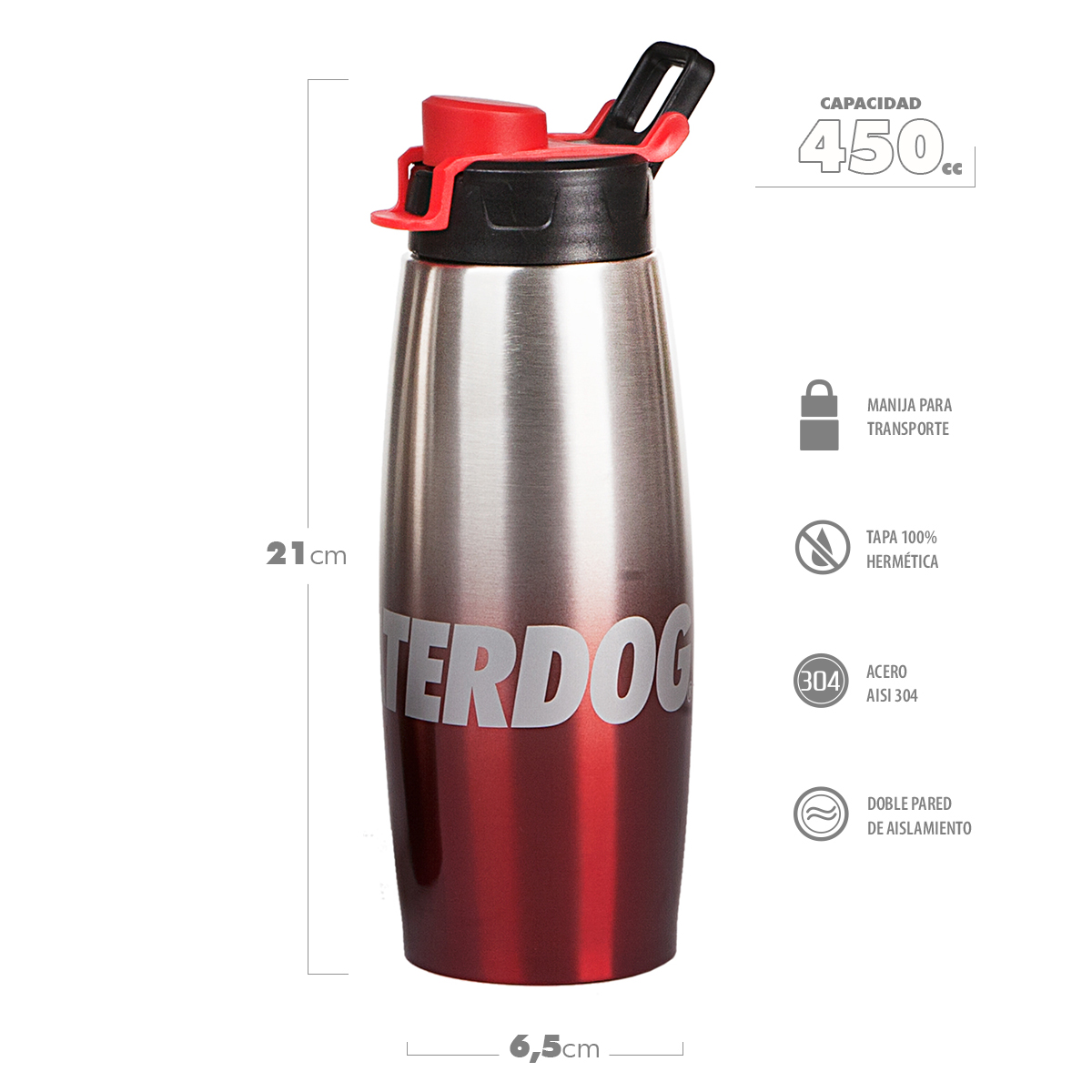 BOTELLAS ACERO INOXIDABLE WATERDOG 450CC