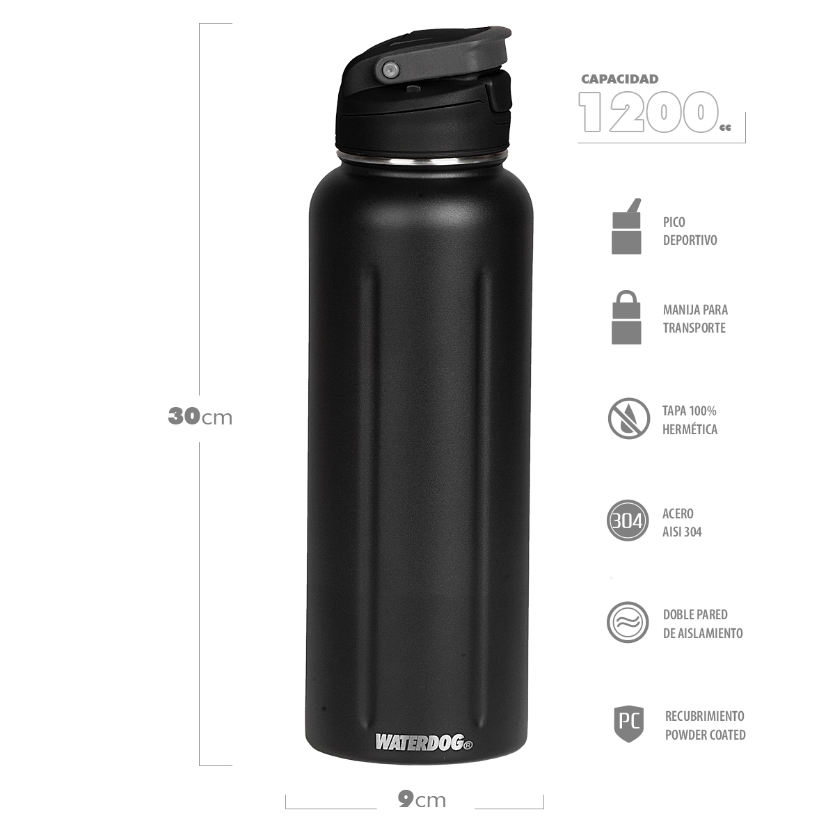 BOTELLAS ACERO INOXIDABLE WATERDOG 1200CC