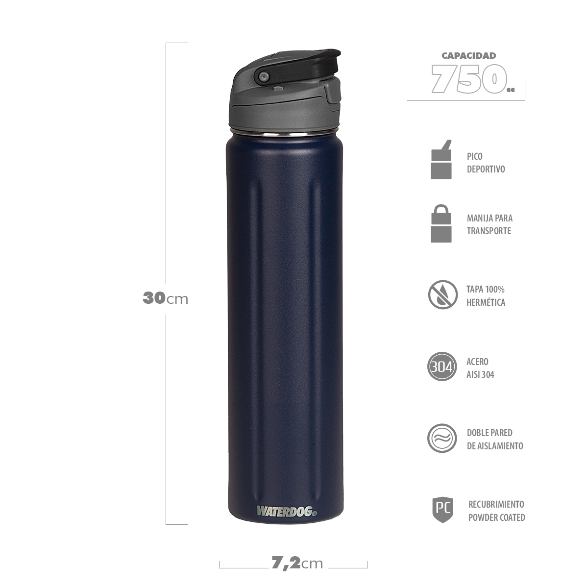 BOTELLAS ACERO INOXIDABLE WATERDOG 750CC