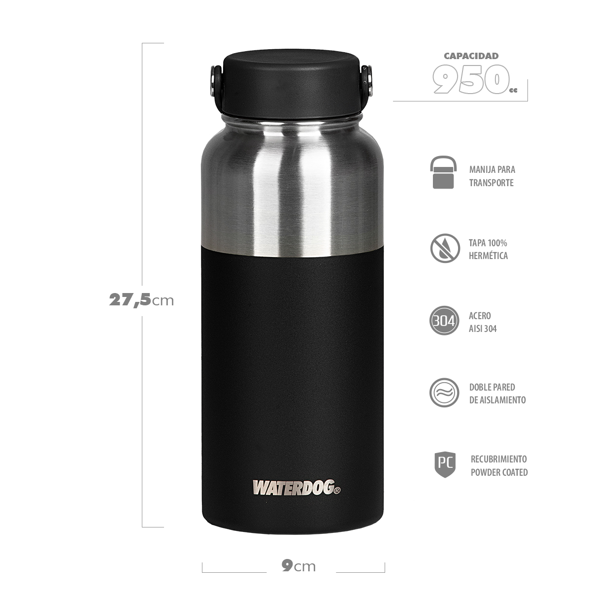 BOTELLAS ACERO INOXIDABLE WATERDOG 950CC